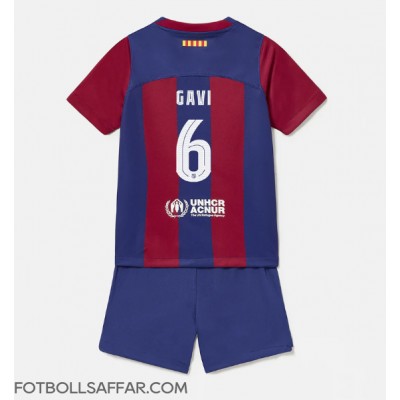 Barcelona Paez Gavi #6 Hemmadräkt Barn 2023-24 Kortärmad (+ Korta byxor)